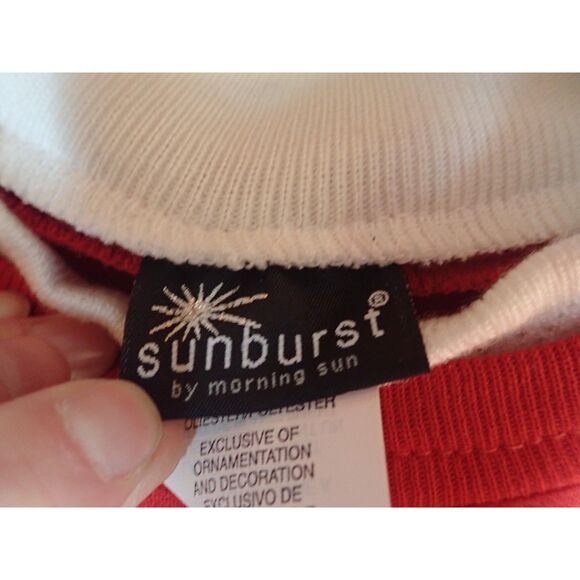 Morning Star Sunburst Large Granny Sweatshirt Rhinestone Red Snowman Vintage - Picture 6 of 6